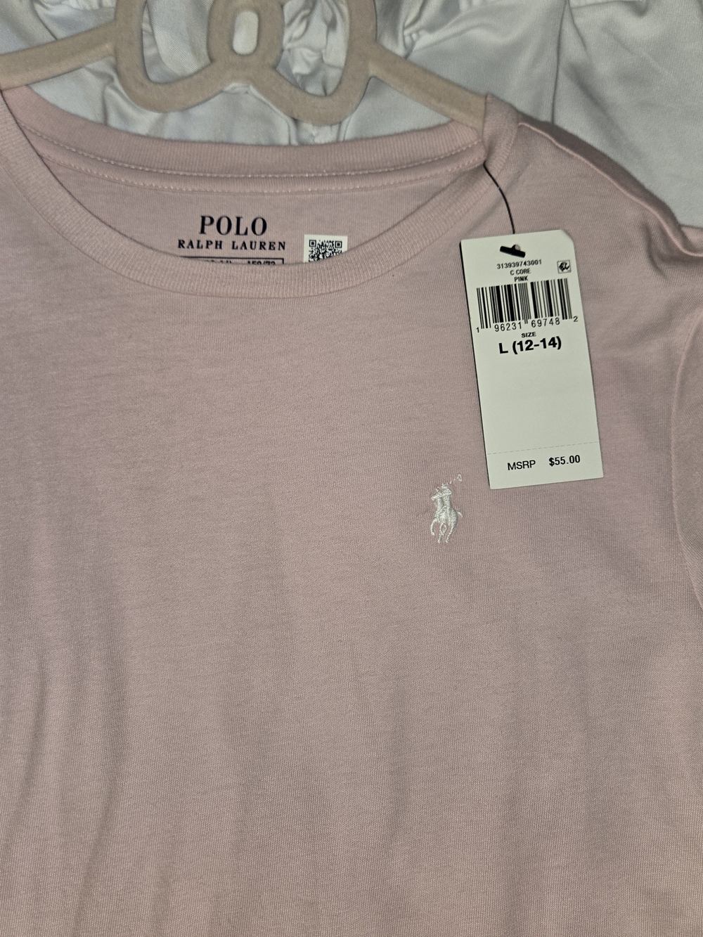 Polo by Ralph Lauren Girls Classic Crew Neck T-Shirt Dress - Light Pink